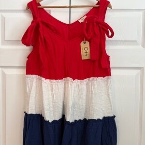 Ott Red White & Blue Gauze Top 3X